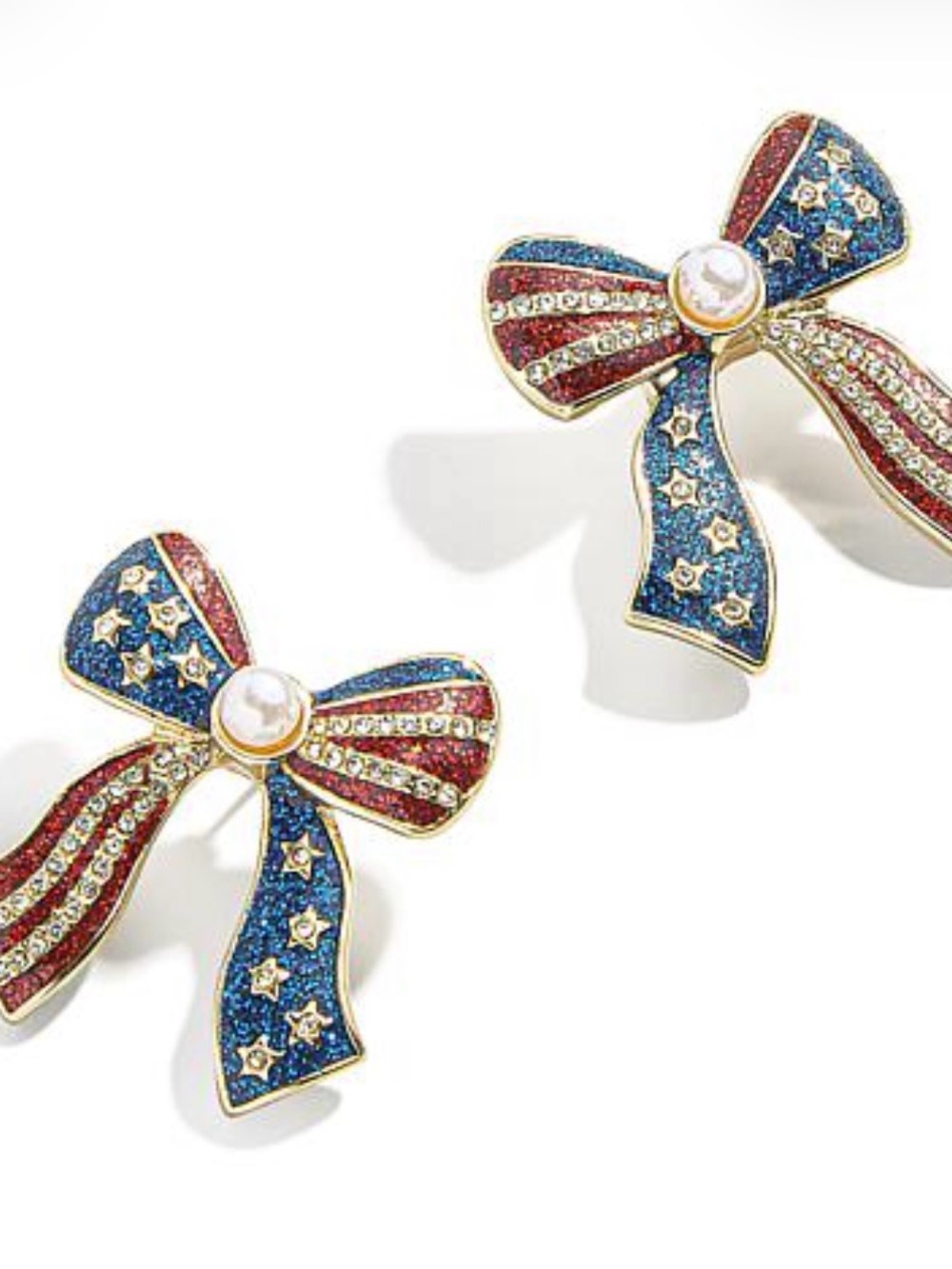 NWT-Americana Bow Goldtone Simulated Pearl Stud Earrings